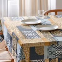 texpot Nappe avec bordure en satin 100 % coton - Couleur champagne - 130 x 170 cm