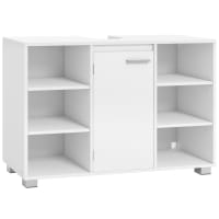 Meuble Sous Lavabo Salle De Bain 90x30x60cm Blanc - 2 Tiroirs + Meuble Latéral Étagère Réglable - ESituro