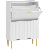 Meuble à Chaussures Étriot 3 Portes HOMCOM – 12 Paires, Étagères Réglables, Entrée Compacte Blanc Veiné