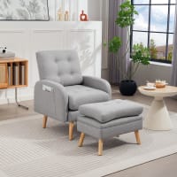 Fauteuil de relaxation électrique inclinable en tissu beige avec repose pieds - Longueur 64 x Largeur 93 x Hauteur 104 cm - Santé - Mieux vivre