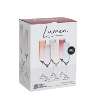 Excelsa Varadero – Lot De 6 Flûtes à Champagne Multicolores – Verre Soufflé Pulvérisé 250 Ml – Rouge, Orange, Jaune, Vert, Bleu, Lilas