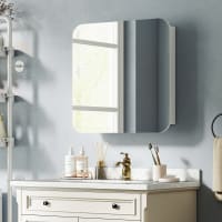 HOMCOM Armoire Murale Salle De Bain Avec Miroir - 1 Porte + Étagères Latérales Blanc