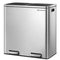 KITCHEN MOVE Pattumiera di Tri Selettivo per Riciclaggio 45L VALORIS a Pedale con Ruote e Maniglia - Doppio Scomparto 30L + 15L Dimensioni 48,5 x 33,4 x 79 cm