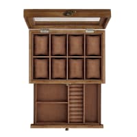 Case Elegance Custodia Per Orologi In Legno Color Caffè Con Vetro – 12 Posti, Chiusura Magnetica, Cuscinetti Morbidi Per Tutti I Modelli - 2