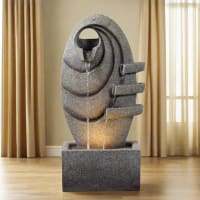 Teamson Home Fontaine Cascade 4 Niveaux Pierre Grise Extérieur LED