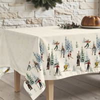 Homescapes Tovaglia Natale 100% Cotone – Design Fiocco Di Neve Oro, Quadrata 137x137 Cm, Lavabile In Casa, Bianco E Oro