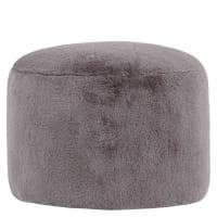 Relaxdays Pouf Contenitore Rotondo, Sgabello Poggiapiedi Imbottito Con Gambe In Legno, 45,5x37 Cm, Grigio E Marrone, Carico Max 150kg - 3