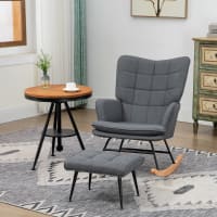 Fauteuil à Bascule Avec Repose-pieds, Structure Robuste En Bois D'hévéa, Teddy, Blanc - Fauteuil