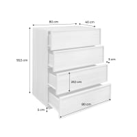 Commode - HOMCOM - 3 tiroirs - style moderne - pieds en bois massif et Commode - HOMCOM - 3 tiroirs - style moderne - pieds en bois massif et
