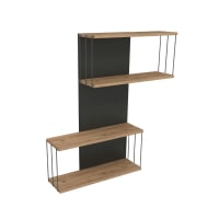 HAKU Möbel Tavolino Aspetto Acciaio Inox, Rovere, Impiallacciatura in Vero Legno, MDF, Metallo, Pannello a Nido d'Ape - Dim. L 45 cm x A 45 cm x P 50