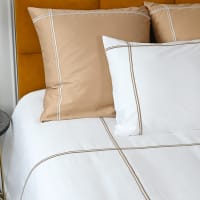 Parure de lit 200x200 cm 100% coton HELSI blanc Moutarde
