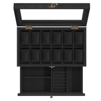 Portagioie Con 3 Livelli E 2 Cassetti Con Texture In Velluto Grigio E Coperchio In Vetro Moderno Songmics - Foto 8