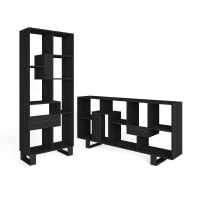 Libreria A 6 Ripiani Con Luci LED RGB | Scaffale Industriale Nero | BCBC611BK Per Soggiorno E Camera - 2