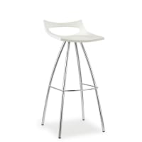 Lot De 2 Tabourets De Bar Sans Dossier - 65x32cm, Bois Et Métal Blanc, Pour îlot Cuisine Ou Bar - 6