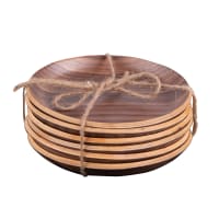 Set Vintage De 8 Dessous De Verres En Bois Et Liège - Années 1970, Fabrication Française