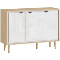HOMCOM Credenza Moderna 2 Cassetti E 2 Ante, Ripiano Regolabile, Armadio Da Cucina 71x35x76 Cm, Bianco Lucido