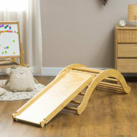 Arche D’escalade COSYLAND Avec Coussin – Bois Naturel, Poignées, Sans Bords Tranchants – Motricité Bébé