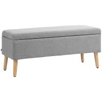 HOMCOM Banc De Rangement, Bout De Lit En Polaire Teddy, Coffre De