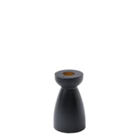 Lot De 3 Bougeoirs En Bois De Manguier Rustique Noir - Hauteurs Variées - Style Ferme