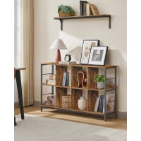 Libreria A 8 Scomparti Con Ante E Gambe - Design Moderno Bianco - 64,5x30x138 Cm - Struttura Salvaspazio Con Antiribaltamento - 3