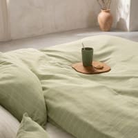 Housse de couette Gaze de coton Rayure Vintage Verte