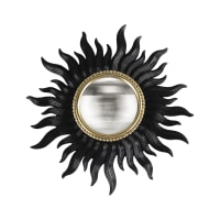 Miroir Décoratif Convexe En Résine Doré - Diamètre 35 Cm, Cadre Flammé, Neuf