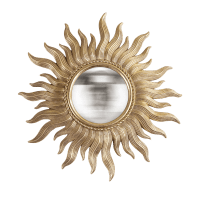 Miroir Mural Décoratif Convexe Doré 35 Cm - Cadre Résine Flammé