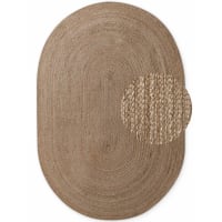 Gifiie Tapis Ovale En Jute Naturelle 100% Écologique - Tapis Jute Élégant Pour Salon, Salle à Manger, Chambre Et Cuisine (Multicoloré, Ovale 120x180 Cm) Fabriqué En Inde