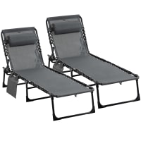 Coprisedia Pieghevole Da Giardino – Tessuto Oxford 210D Impermeabile, Nero, Adatto A Sdraio E Lettini, Con Cordino Di Fissaggio, 110x71x20 Cm