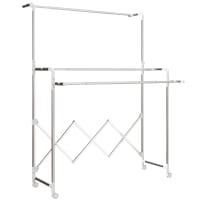 KADAX Etendoir a Linge au Plafond avec Tiges en Acier, Pratique Systeme de Sechage Suspended pour Maximiser l'espace Interieur (Blanc, 5 x 180 cm