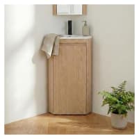 Ensemble lave-mains d'angle | SORRENTO | Décor chêne