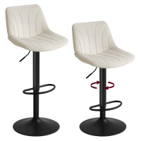 Lot De 2 Tabourets De Bar HOMCOM Rotin PE Bohème - Jaune Avec Dossier Et Repose-Pieds