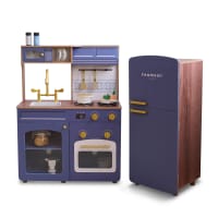 AIYAPLAY Cuisine Enfant Bois 3-8 Ans - Jeu D'Imitation Avec Évier Inox, Machine à Glaçons Et Accessoires - Blanc 84x34x89cm