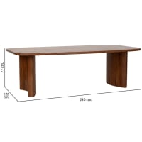 Mesa de comedor de madera marrón 240x128x77 alt. Cm cropped-2