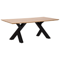 Mesa de comedor de madera marrón y negra 200x100x76 alt. Cm
