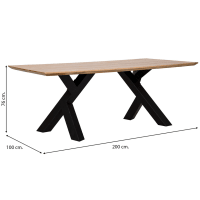 Mesa de comedor de madera marrón y negra 200x100x76 alt. Cm cropped-2