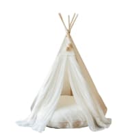 Tipi KIDIZ 100x100x160 Cm – Coton Avec LED, étoiles, Guirlande, 3 Peluches Et Tapis – Sac De Transport Inclus