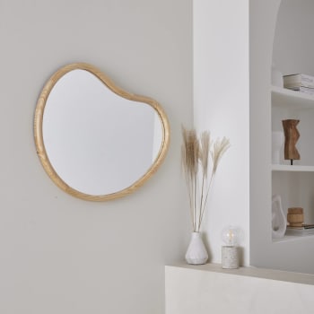 Lzuso Miroir Mural Ovale Asymétrique Miroir Mural Moderne à Cadre En Bois Forme Unique Meuble - Lavabo Mural Art Miroir Décoratif Salon Chambre Salle De Bains Grande Entrée 20 "x16