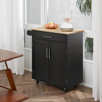 Dessert îlot De Cuisine Multi-rangements Tiroirs Placard 2 Portes Avec Etagere Reglable 105 X 36 X 85 Cm Noir 99336457