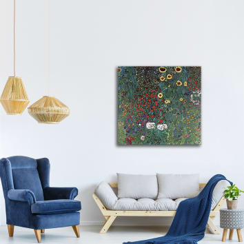 Stampa su tela - Giardino di Campagna con Girasoli - G. Klimt cm 90x90