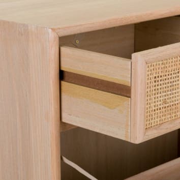 Mueble zapatero de madera y rejilla en blanco 70x32x120h cm