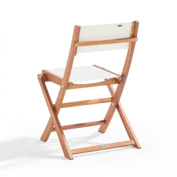 Set di 2 sedie pieghevoli in legno di eucalipto e tessuto bianco Sete