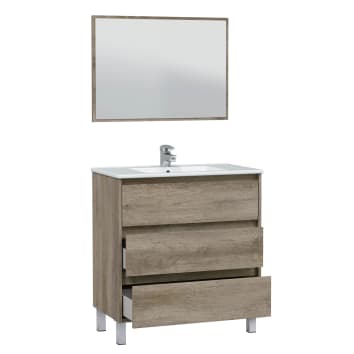 Mueble de baño con lavabo y espejo Sand gris 90x46 cm