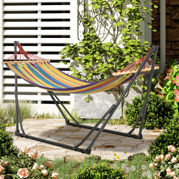 Hamac avec support, support de hamac pliable réglable en hauteur avec