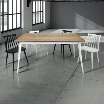 Tavolo da pranzo moderno allungabile 85x160/210 in legno bianco BRIAN