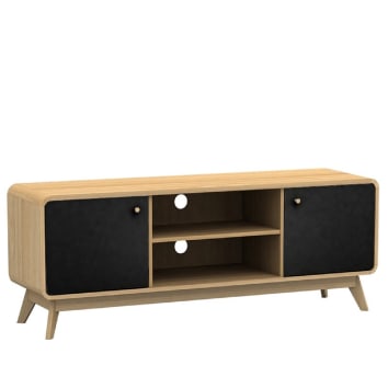 Credenza bassa a 2 ante in agglomerato rovere e nero CASSIE