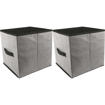 Cubes de rangement 30x30 cm (Lot de 2) (Etoiles - Noir et gris)