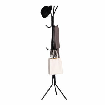 Perchero de pie gris Torino con 6 perchas batientes de color negro Ø36 x  180 cm. — MadeDesign