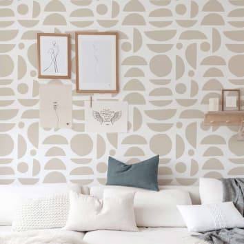 papier peint adhésif effet cercle et demi-cercle