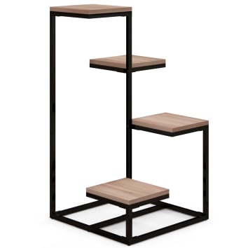 Finetones Scaffale A Scala 5 Livelli 55,9x39,1x170,4 Cm - Libreria Con Telaio In Metallo, Ripiano Per Piante, Casa E Ufficio, Nero/Marrone Rustico